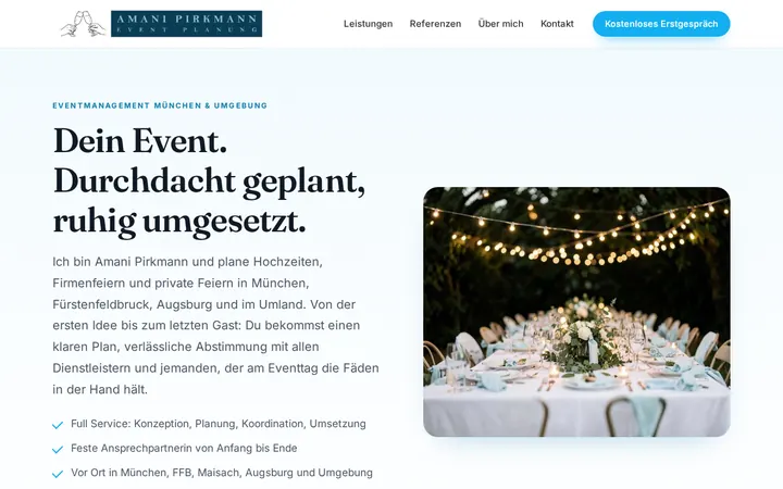 Screenshot der Website Amani Pirkmann