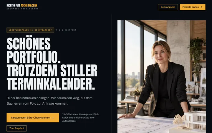 Screenshot der Website Architekturbüros