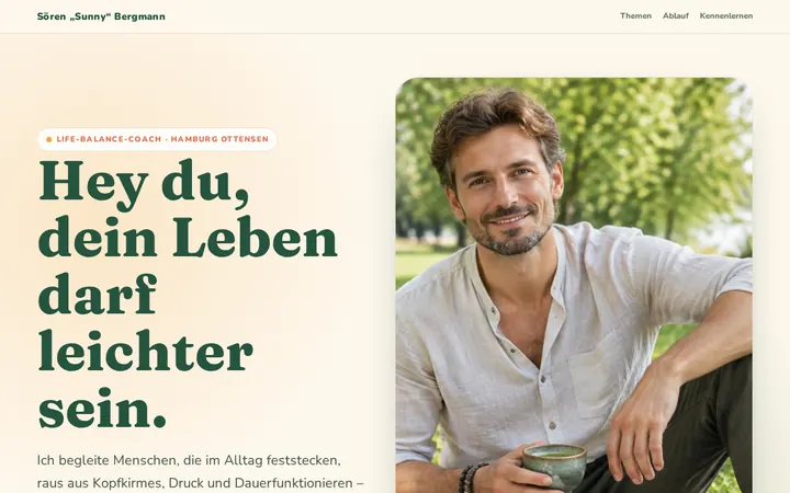 Screenshot der Website Sören „Sunny“ Bergmann