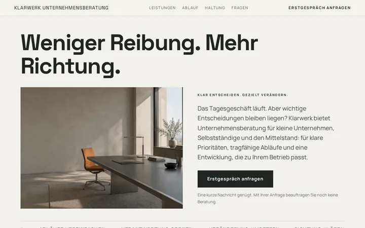 Screenshot der Website Klarwerk