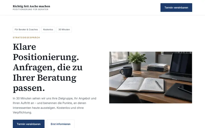 Screenshot der Website Beratung