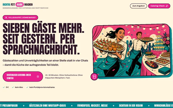 Screenshot der Website Catering & Partyservice
