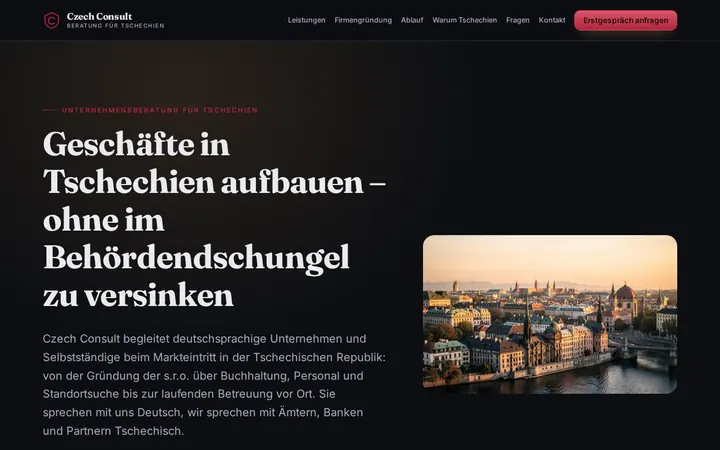 Screenshot der Website Czech Consult