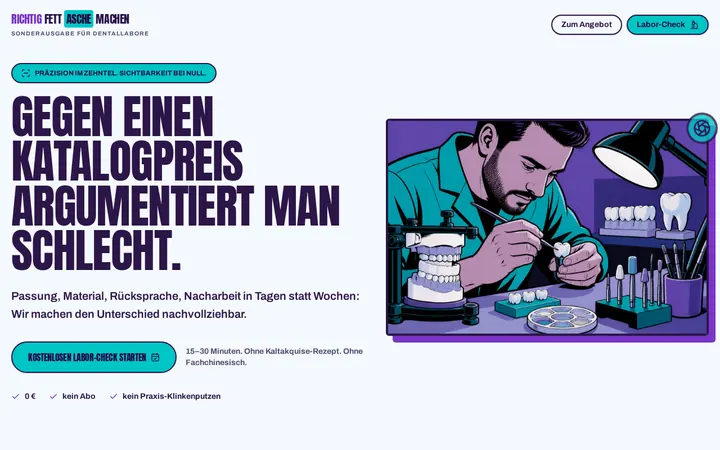 Screenshot der Website Dentallabore