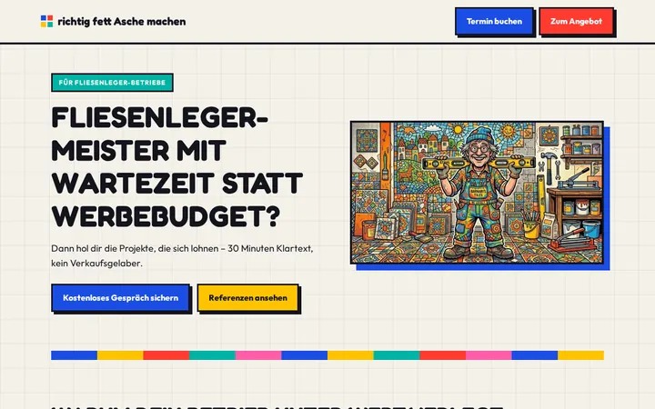 Screenshot der Website Fliesenleger