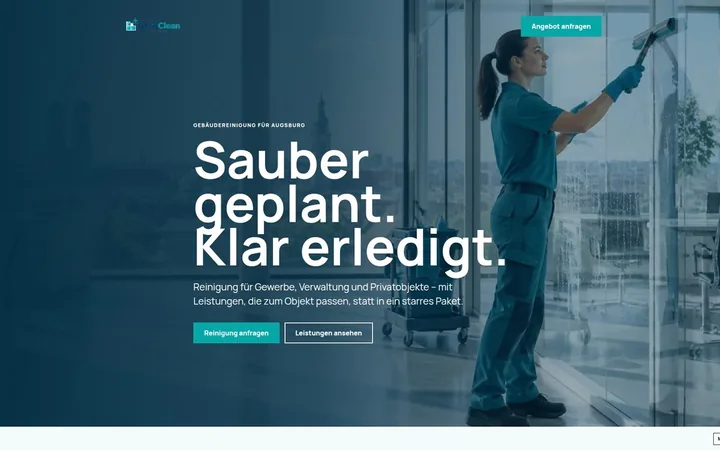 Screenshot der Website ChrisClean Augsburg – Präzise Klarheit