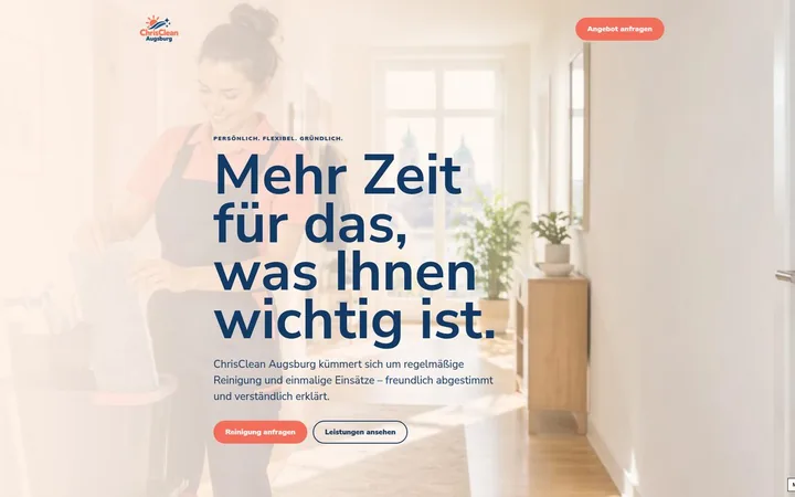 Screenshot der Website ChrisClean Augsburg – Herzlich vor Ort