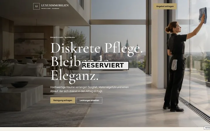 Screenshot der Website Gebäudereinigung für Luxusimmobilien Augsburg