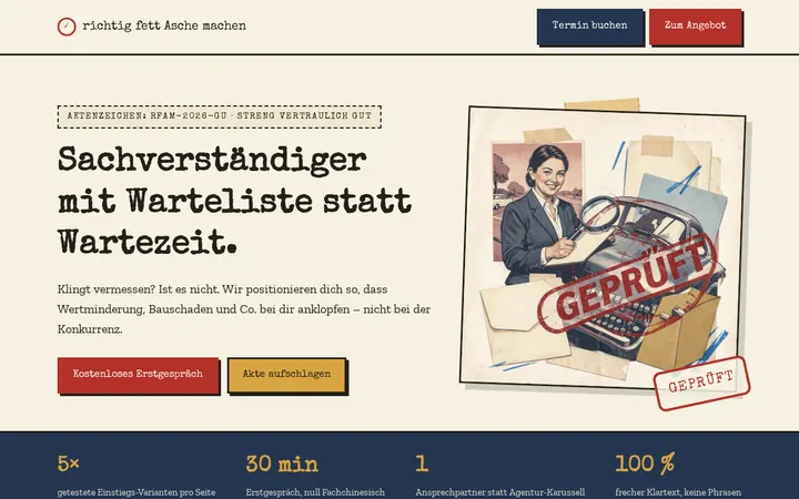 Screenshot der Website Gutachter