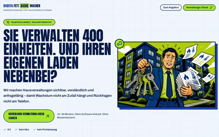 Screenshot der Website Hausverwaltung