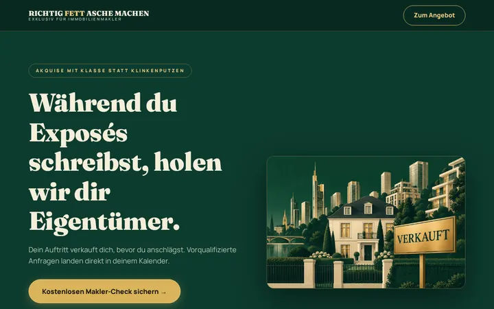 Screenshot der Website Immobilienmakler