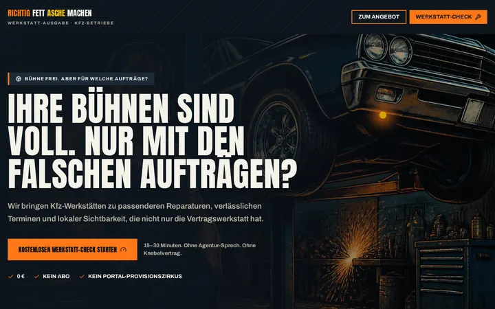 Screenshot der Website Kfz-Werkstatt