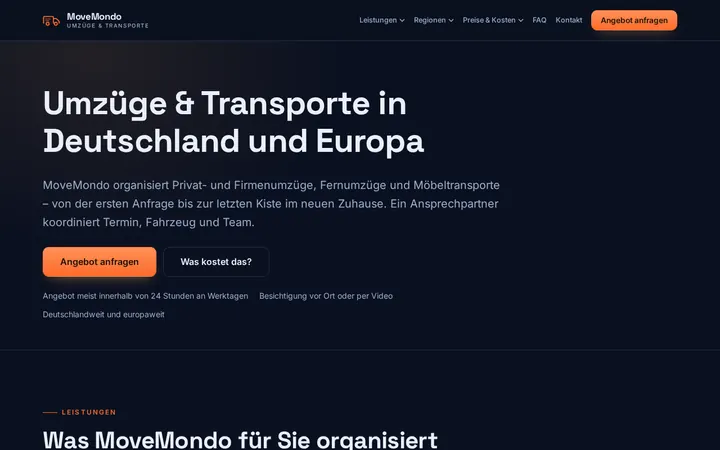 Screenshot der Website MoveMondo