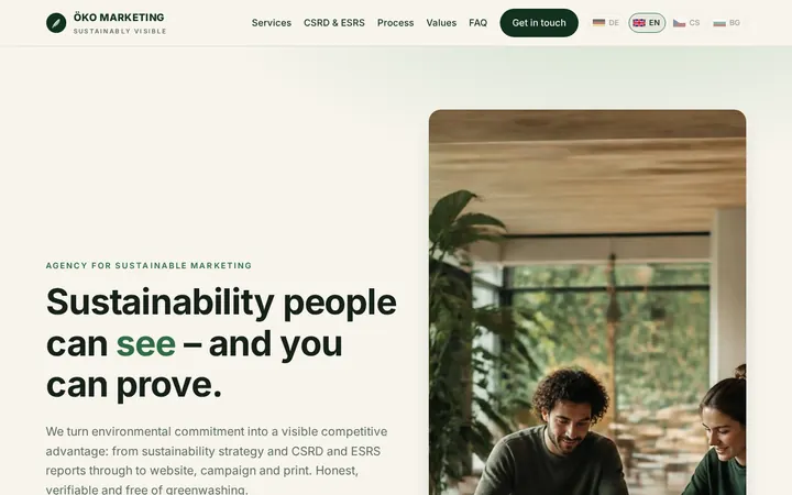 Screenshot der Website ÖKO MARKETING