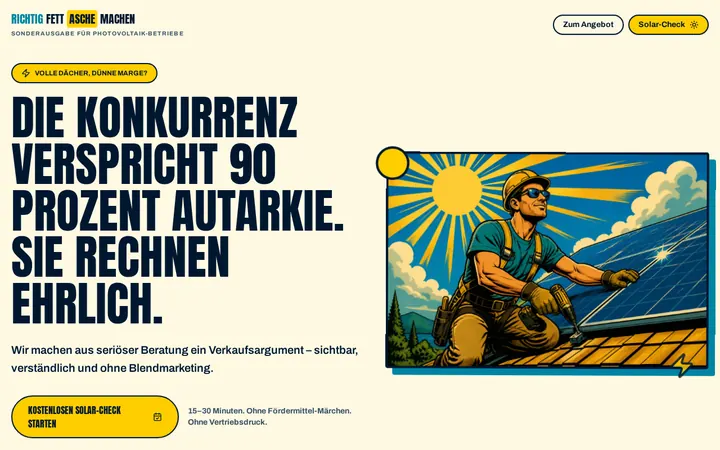 Screenshot der Website Photovoltaik
