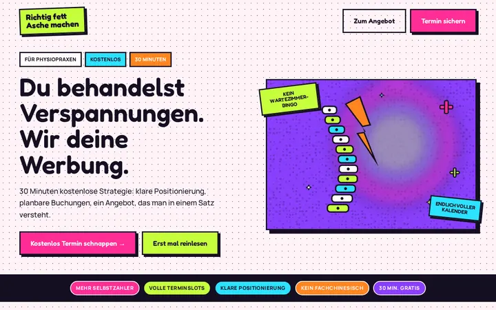 Screenshot der Website Physiotherapie