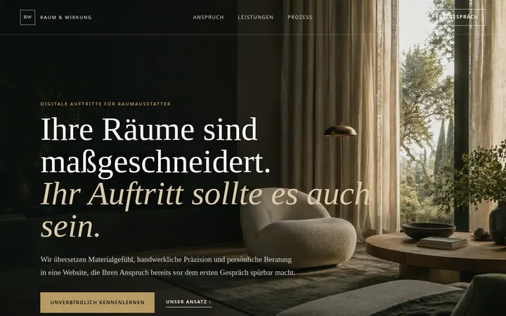 Screenshot der Website Raumausstattung