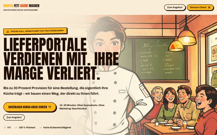 Screenshot der Website Gastronomie
