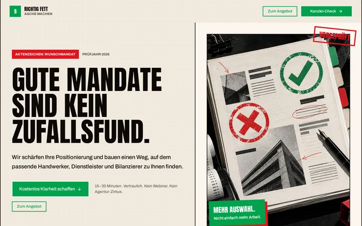 Screenshot der Website Steuerberatung