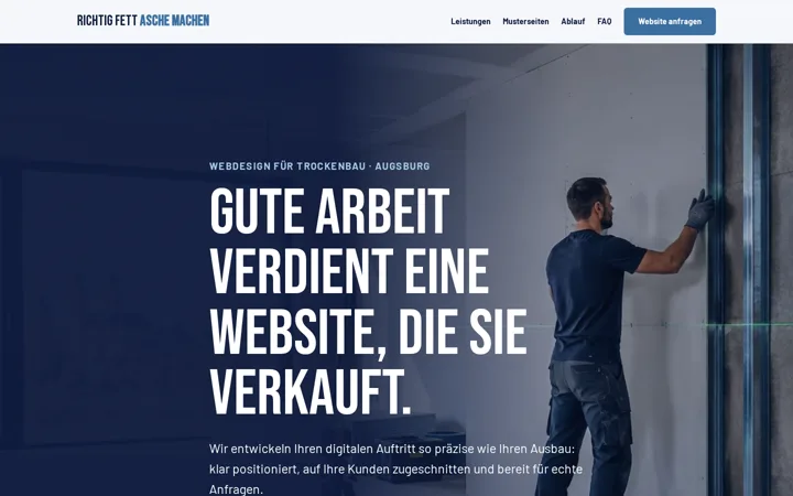 Screenshot der Website Trockenbau Augsburg