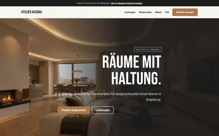 Screenshot der Website Atelier Ausbau