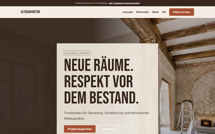 Screenshot der Website Altbaukontor